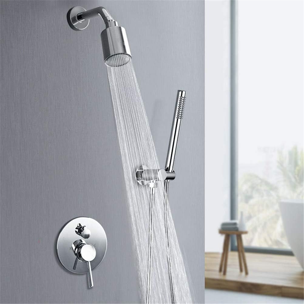 Wall-Mounted Shower Faucet System Set Brushed Gold Rainfall Shower Mixer Cold Hot Brass Bath and Shower Mixer Tap Bathroom Faucet Shower System Set with Shower Head and Shower,Chrome