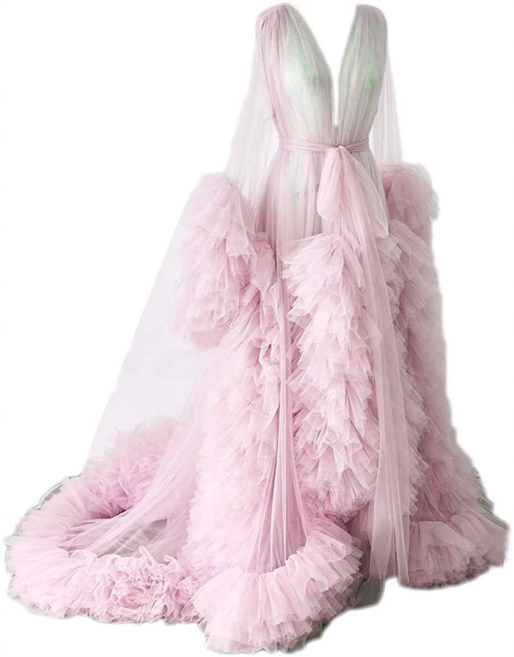 Dressing Gown for Maternity Photoshoot Perspective Sheer Long Robe Puffy Tulle Robe Sheer — view 31
