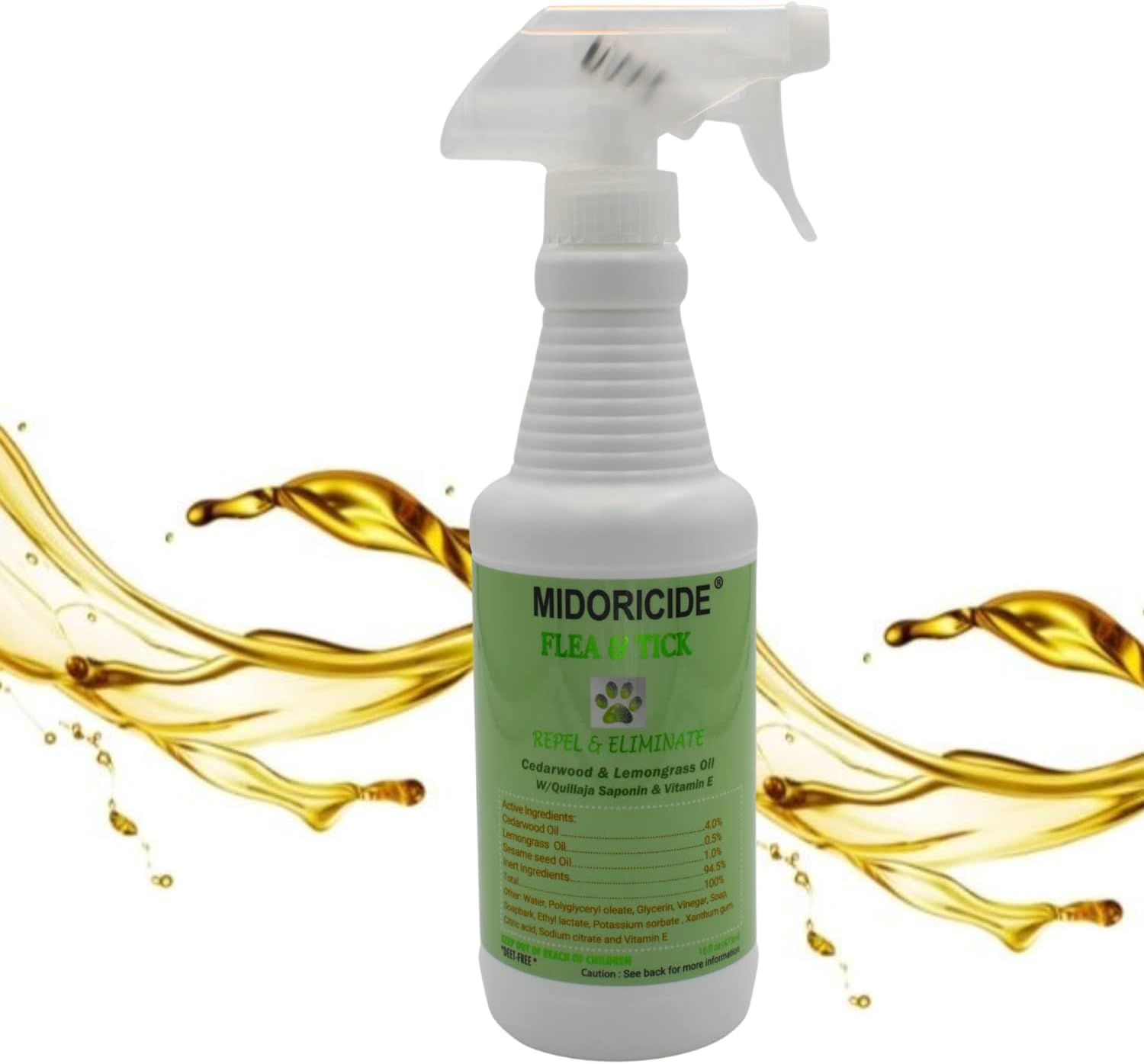 Tick and Fleas Product with Cedarwood, Lemongrass and Quillaja Extract for Dogs and Cats -16oz. Repel & Kill