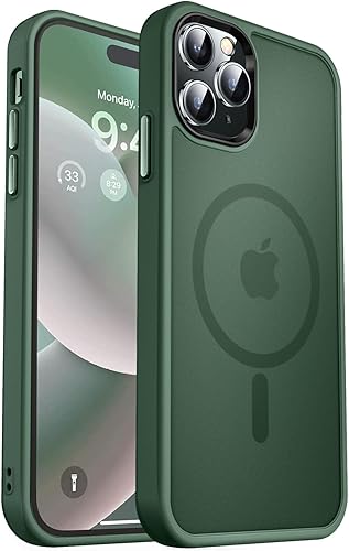 MOCCA Funda magnética fuerte para iPhone 14 Pro Max compatible con Magsafe protección de grado militar de 10 pies translúcida mate delgada a prueba