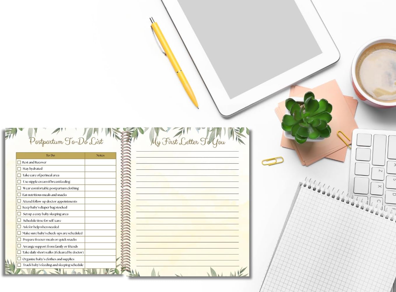 Pregnancy Planner, Fawn Design Organizer, Pen Included, Pregnancy Journal, Scrapbook for Quarterly Photos and Ultrasounds, Baby Animal Floral Design, Weekly Stickers, Calendar