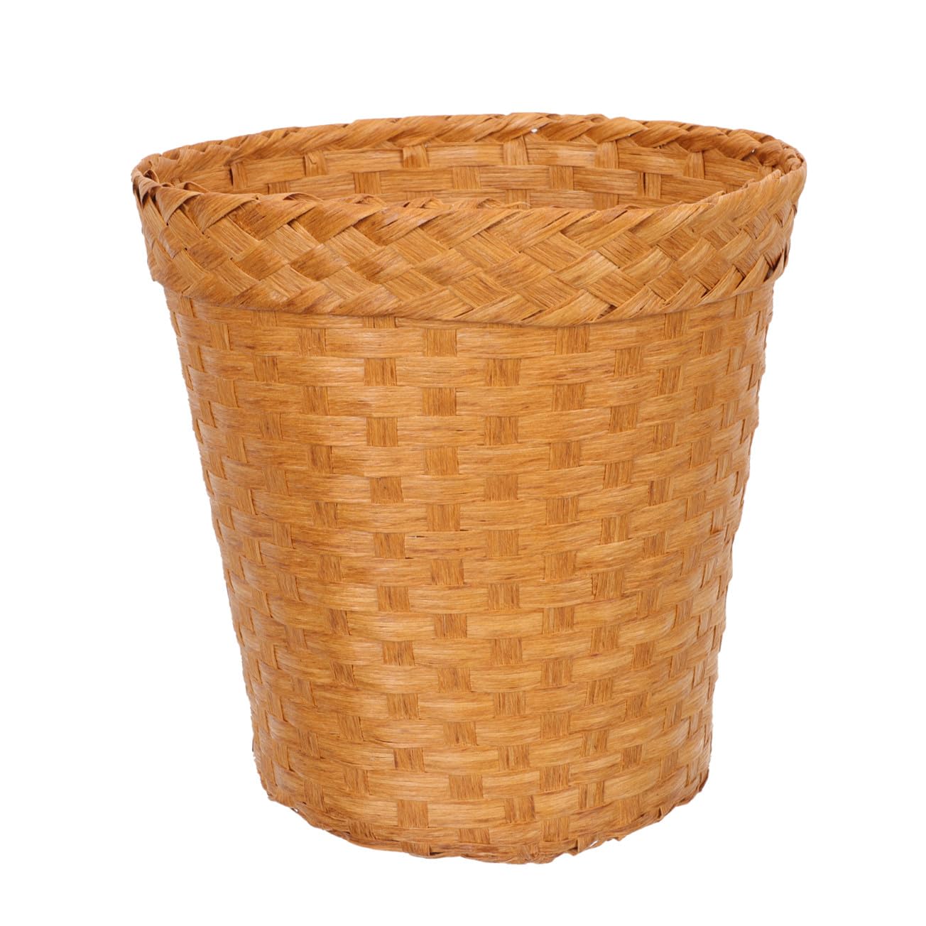 HOMSFOU Large-Capacity Woven Storage Basket Lightweight Paper Laundry Basket Straw Office Trash Container for Living Room and Bedroom Organization