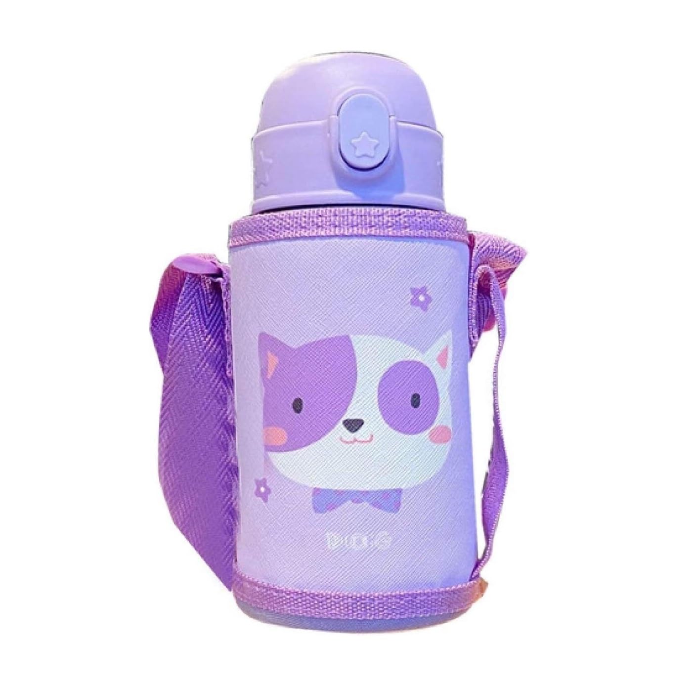 Butelka,Szczelna Outdoor Cute Animal Termos Kubek Kubek Ze Słomką Termiczna Szkoła Odkurzania Ze Stali Nierdzewnej Napoje(Purple)