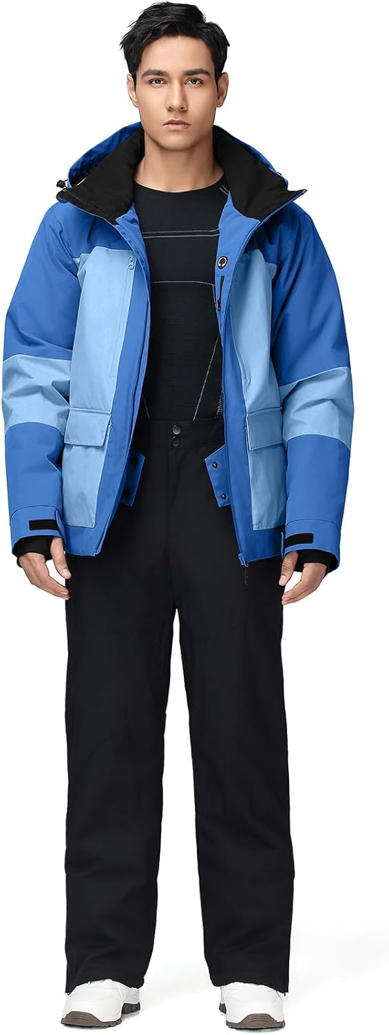 YEEFINE Men's Ski Suit Two Piece Insulated Snowboard Snow Jacket and Pants Set Waterproof Snowsuits Winter Outdoor