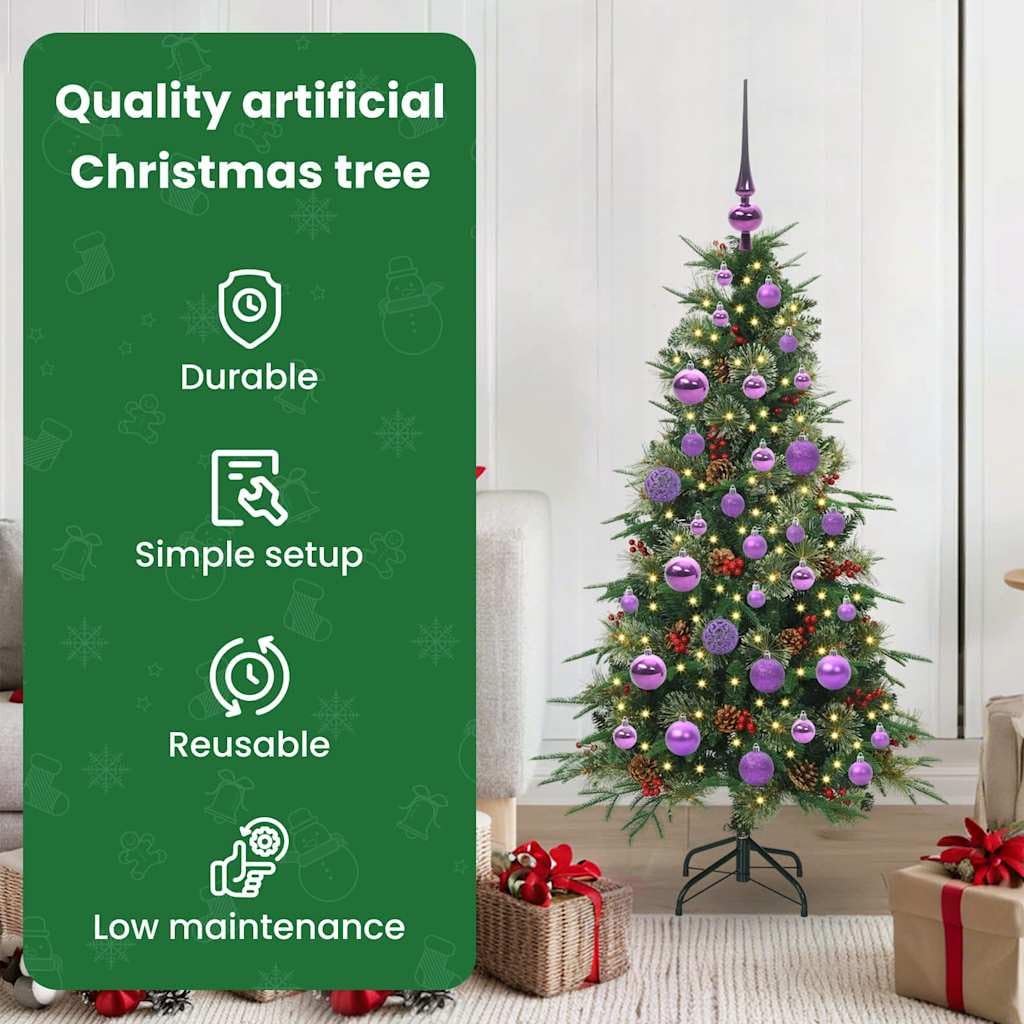 vidaXL Sapin de Noël Artificiel à Branches Articulées Vert 120 cm, Arbre de Noël Moderne en cône, déco Robuste pour l'intérieur et l'extérieur, Guirlande Lumineuse, Blanc Chaud