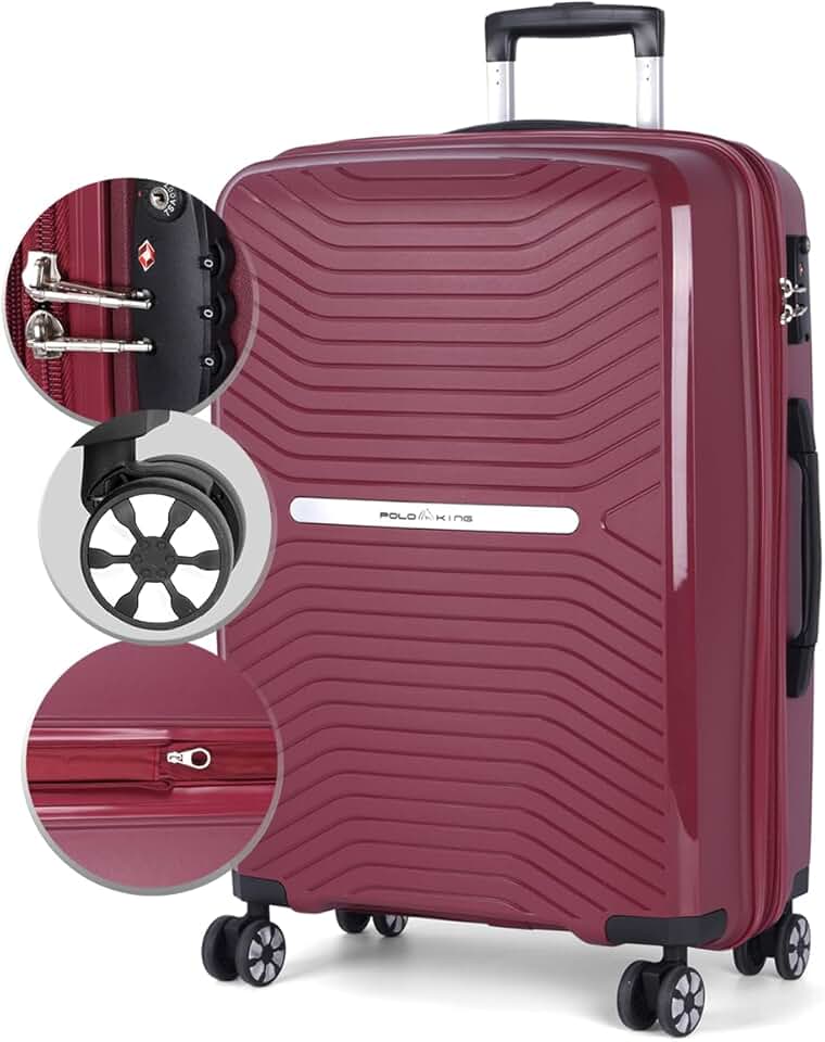 Mala Bordo 10kg Expansível, Polipropileno, Zíper Antifurto, Rodas Duplas 360º, Cadeado TSA Internacional Polo King (Tulum Vinho)