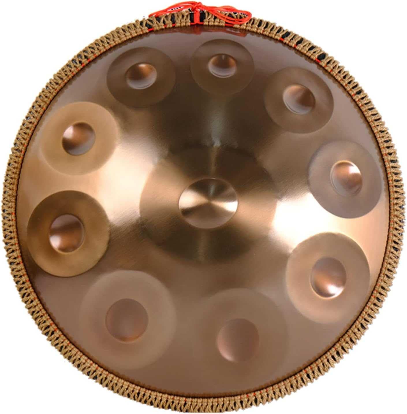 Handpan 22 PulgadasTambor de Acero, 432 Hz Re Menor Percusión de Tambor Golden Handpan para Sanación con Sonido, Yoga,10 NotesGold