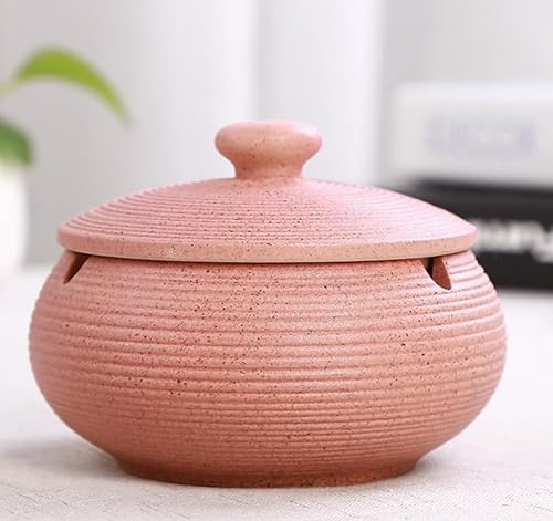 Miniatura 3 de Lependor Cenicero de cerámica con tapas, a prueba de viento, para uso en interiores o exteriores, soporte para cenizas para fumadores, para