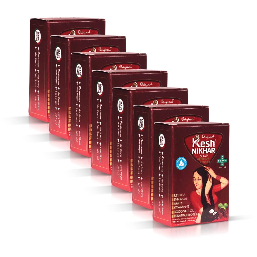 KESH NIKHAR SUPREME Advanced Formula Soap Shampoo Bar for Hair Wash, Natural Hair Care & Cleansing Soap Amla, Reetha, Shikakai for Dandruff, Dry Hair & Scalp Size, 100g each (Pack of 7)