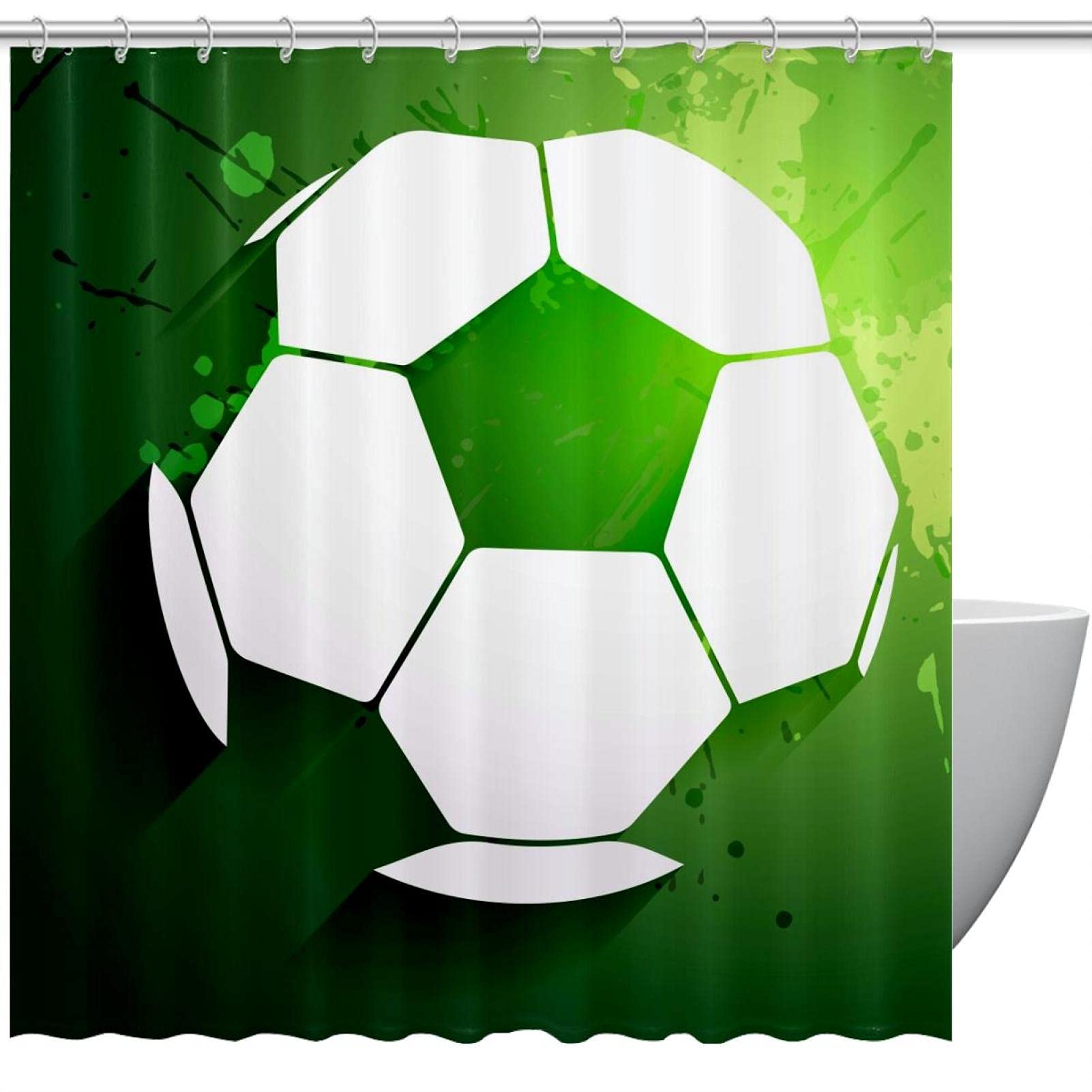 Rideau de douche motif football pour relooker la salle de bain du club