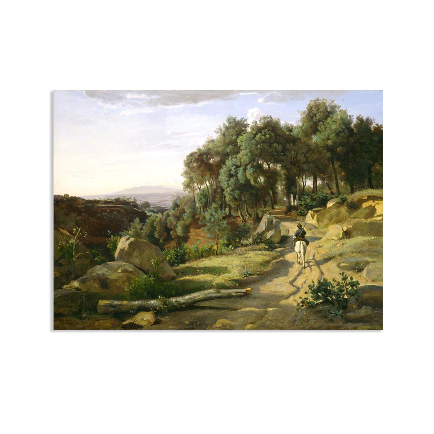 Hau3sh3a Jean Baptiste Camille Corot Wall Art A View near Volterra Famous Nature Painting Print Giclee Canvas Wall Decor for Living Room Bedroom Office Home Decor85x60cm(33x24in) Poster