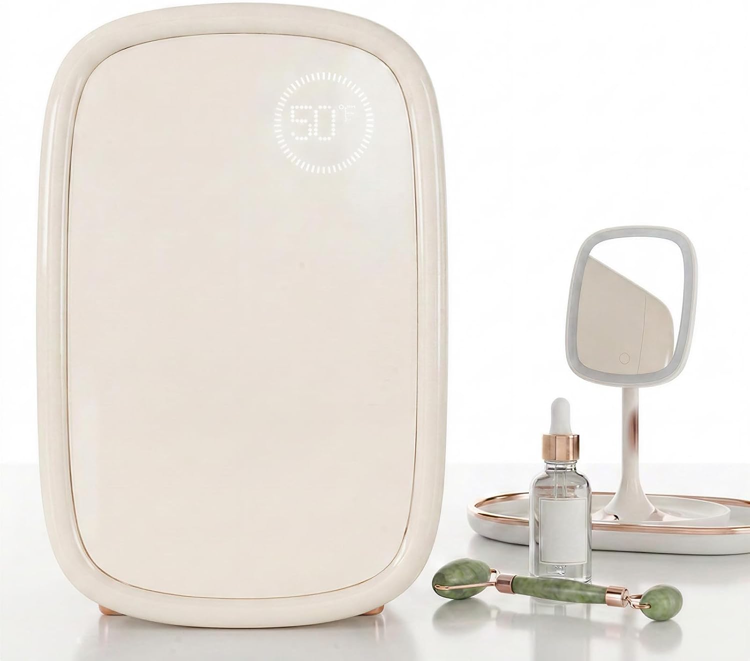 TABU Mini Skincare Fridge, 12L Beauty Fridge for Makeup, Beige