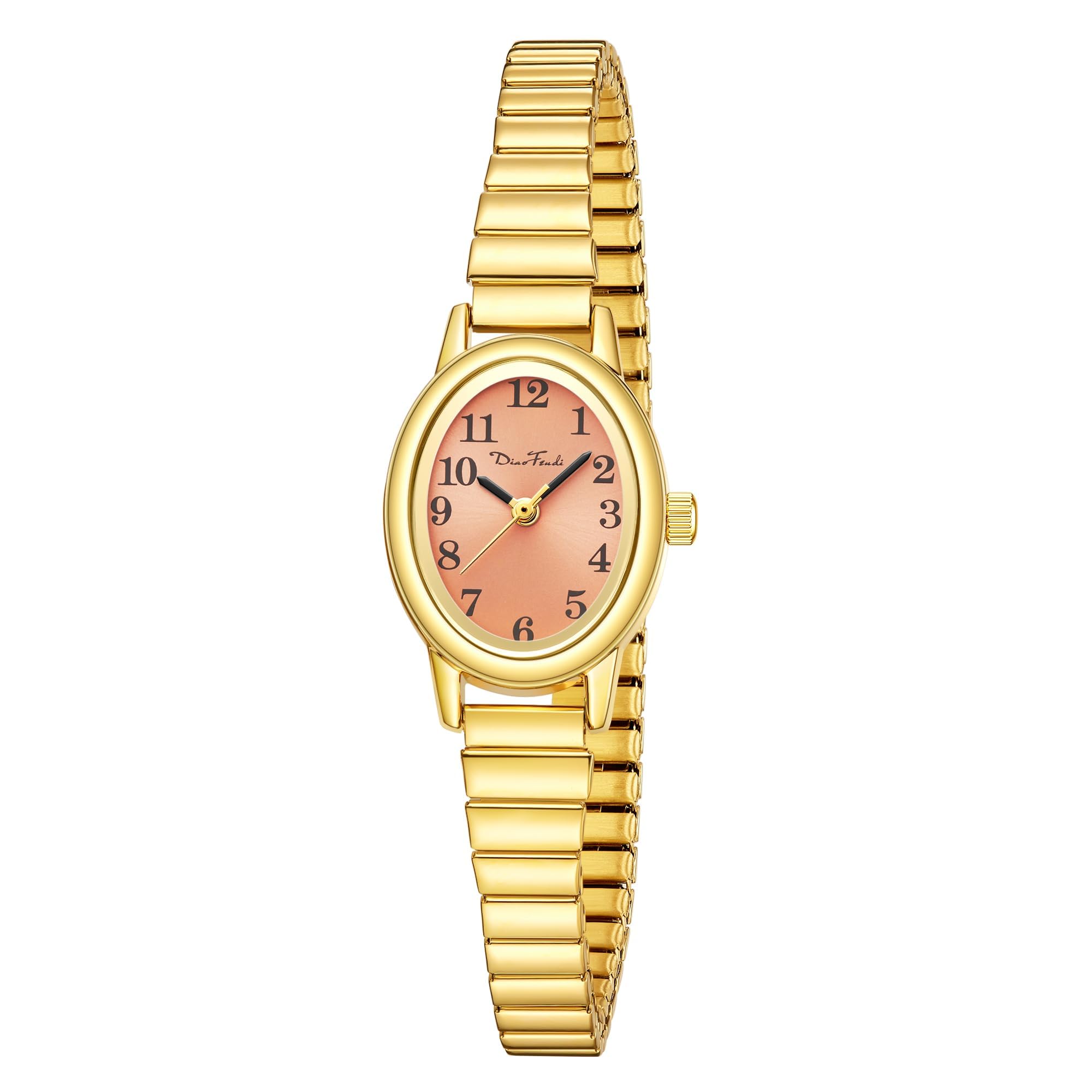 Diaofendi 3 Sizes (S/M/L) Small Gold Watches for Women - Fit 5"-8" Expansion Band, Valentine's Day Gifts for Mom Wife, Easy Read Ladies Quartz Watch, Water Resistant