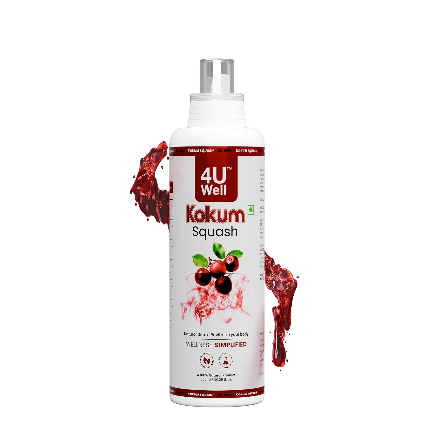 4UWell Kokum Squash 600ml | Gut Health & Digestive Support Drink | Natural Kokum Fruit Extract for Detox, Hydration & Refreshment, Body Cooling Summer Drink-image-47