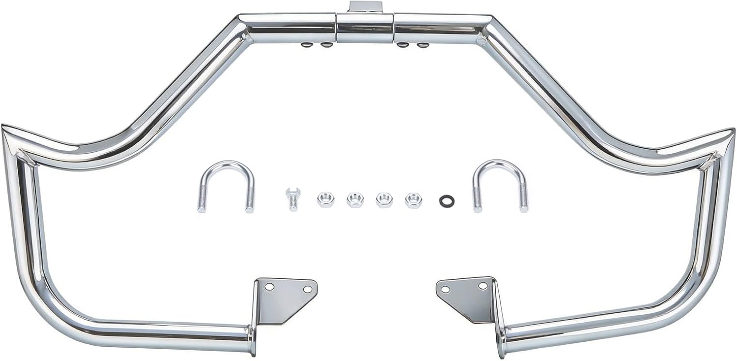 Front Engine Guard Crash Bar for Harley Dyna Low Rider Fat Bob Super Glide Custom Street Bob Wide Glide Switchback 2006-2017 Highway Bar Mustache Guard Protector (Chrome)