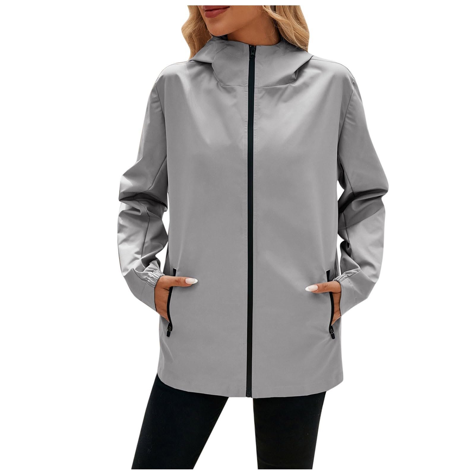 Genérico Poncho Impermeable Mujer,Chaqueta con Bolsillos Y Capucha De Color Liso para Mujer OtoñO Invierno
