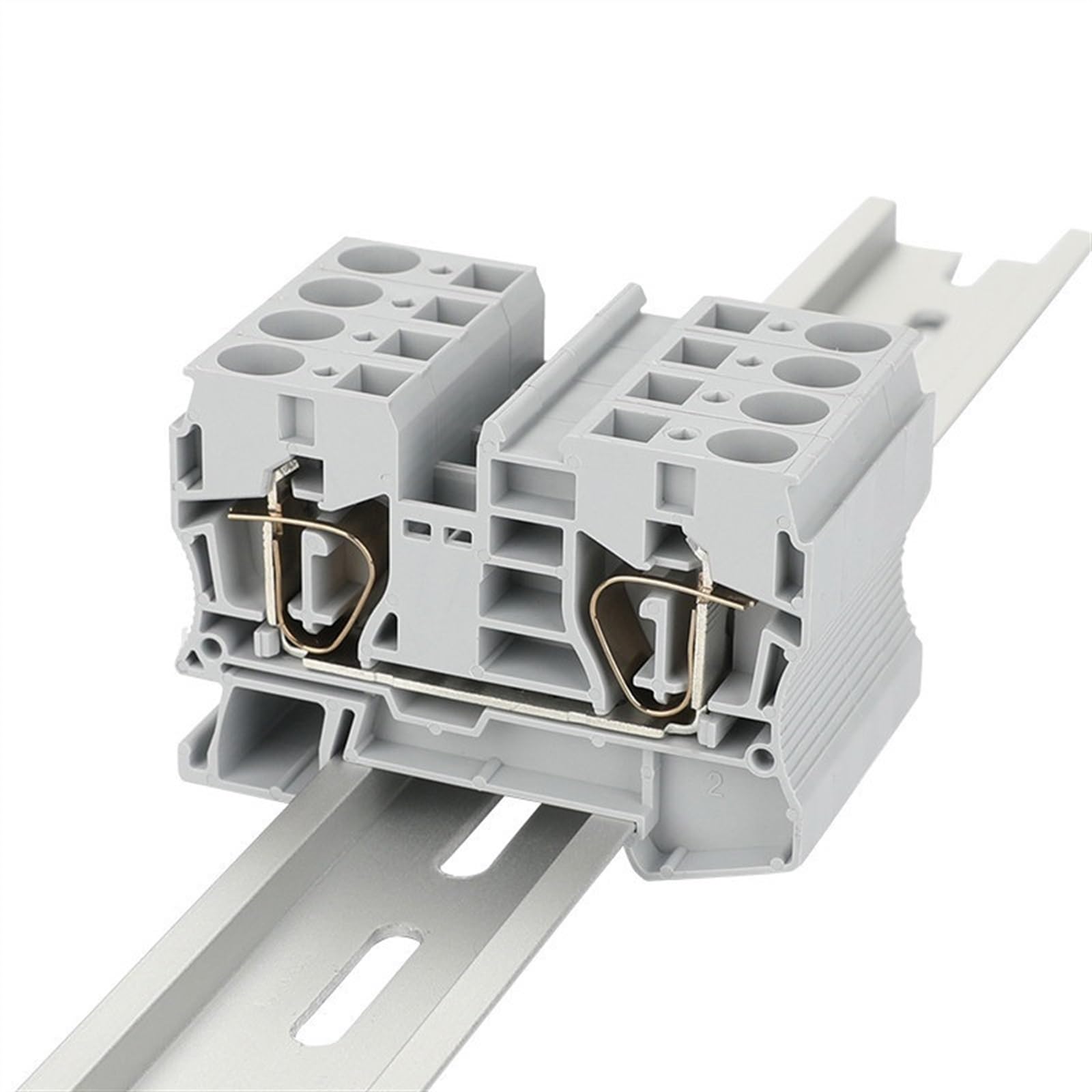 Terminale elettrico ST10 10 pezzi a molla con gabbia da 10 mm2 cablaggio passante Pull connettore cavo ST 10 morsettiera su guida Din(Grey)