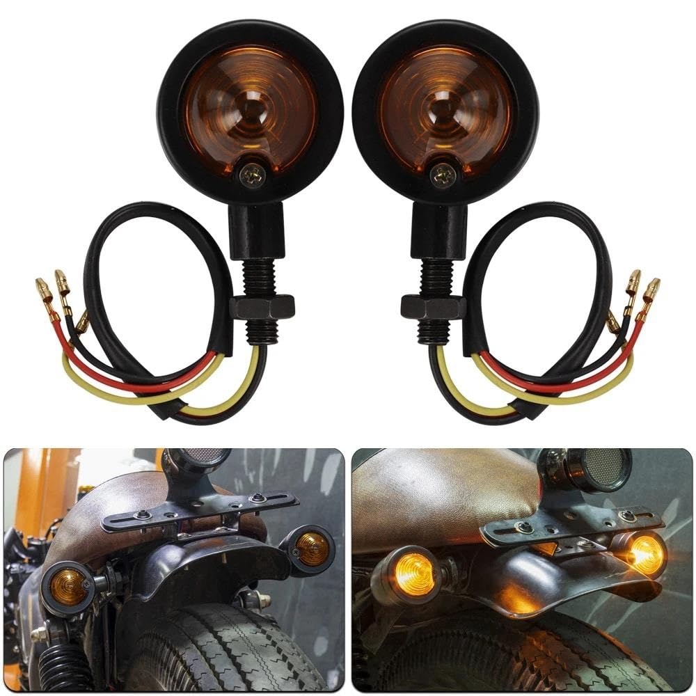 Accesorios Universales Motocicletas para Harley Retro Intermitentes De 12 V Luces Intermitentes De Un Solo Cable 2 Unidades Intermitentes(Plata)