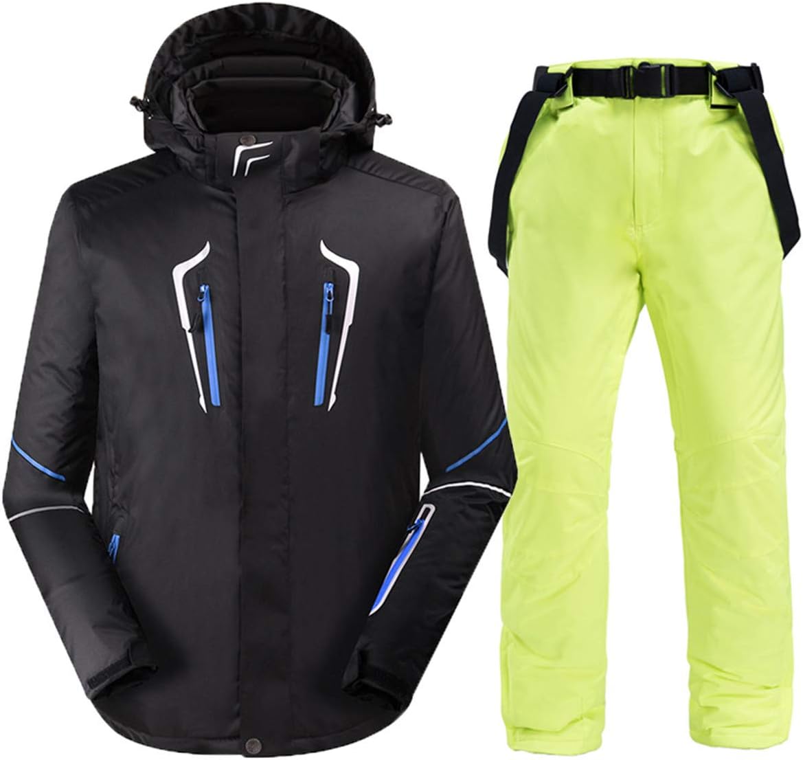 Men's Outdoor Mountain Windproof Waterproof Snow Ski Snowboarding Jacket With Ski Bib Overall Pants Set