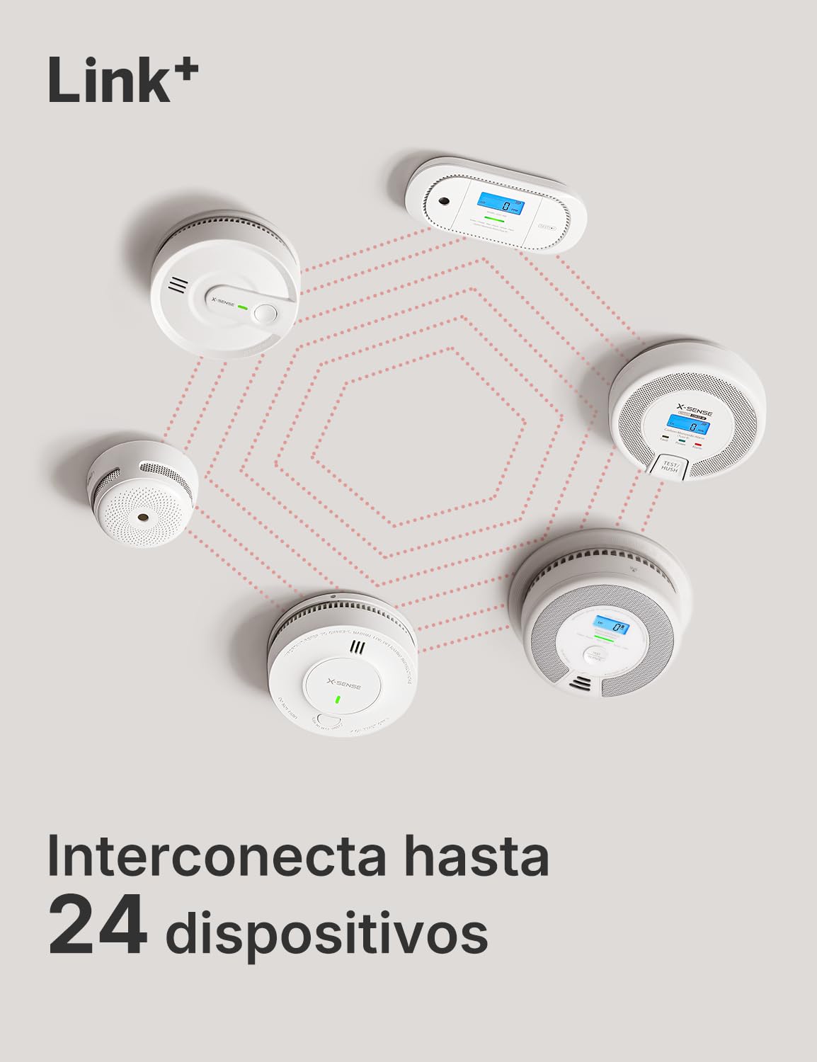 X-Sense El detector de monóxido de carbono funciona con la estación base SBS50, dispone de una pantalla LCD digital, una batería reemplazable, detector de CO con memoria de valor máximo, paquete de 1,