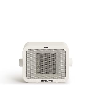 CREATE/WARM BOX/Calefactor Cerámico Blanco Hueso/Calefactor Portátil, Termostato Regulable, 2 Modos de Potencia, Calefactor de Aire Caliente PTC, Protección del Sobrecalentamiento, 1500W