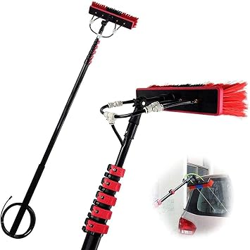 Window Cleaning Brush Equipment, Glass Wall Cleaning, 180  Rotation Brush - Outdoor Window Glass Solar Panel Cleaning Brush, 35cm 9m/30ft