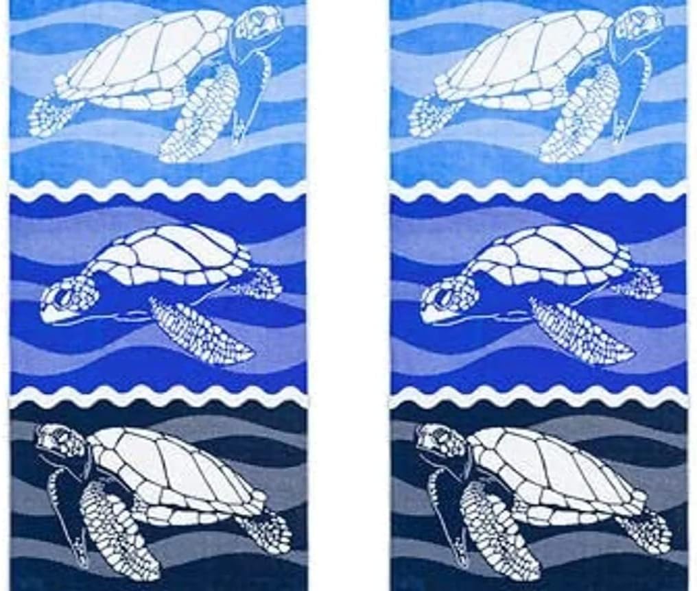 100% Cotton Oeko-TEX 2 Pack Youth Beach Towels- 30in X 60in (Blue)
