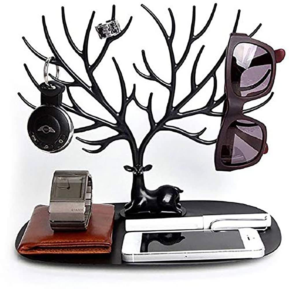 Artifii Tree Wall Key Holder - Self Adhesive Door Hook Hanger for Bags and Keys - Wooden Wall Mount Ring Holder for Home, Office, Shop (Black) 4