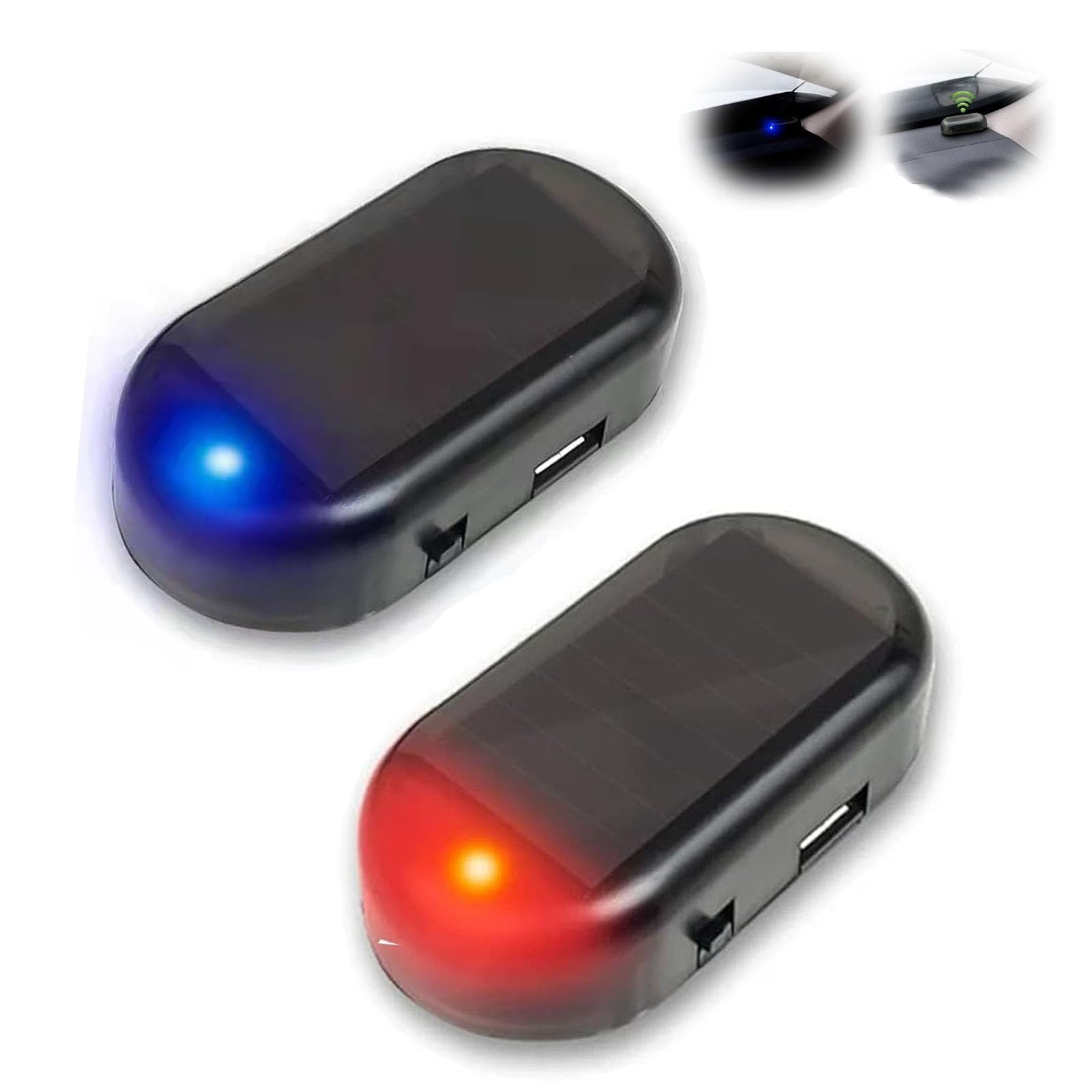 GIONAR Car Stealth Jammer, 2 Pack, Red / Blue, Solar Automatic Charging, Long Battery Life