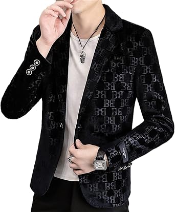 Mens Velvet Suit Jacket Casual Button Slim Fit Sport Business Coat Fashion Work Blazer Fashion Jackets