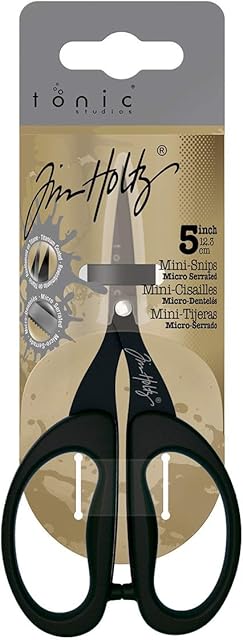 Tonic Studios Tim Holtz Non-Stick Micro Serrated Mini Snips, Multi-Colour, 8 x 18.38 x 2.79 cm