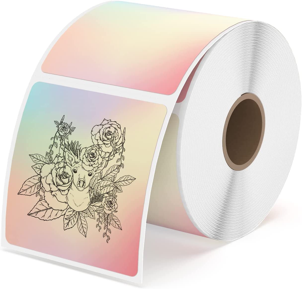 MUNBYN 50 x 50mm Rectangle Thermal Label Stickers, Rainbow Colour Thermal Labels