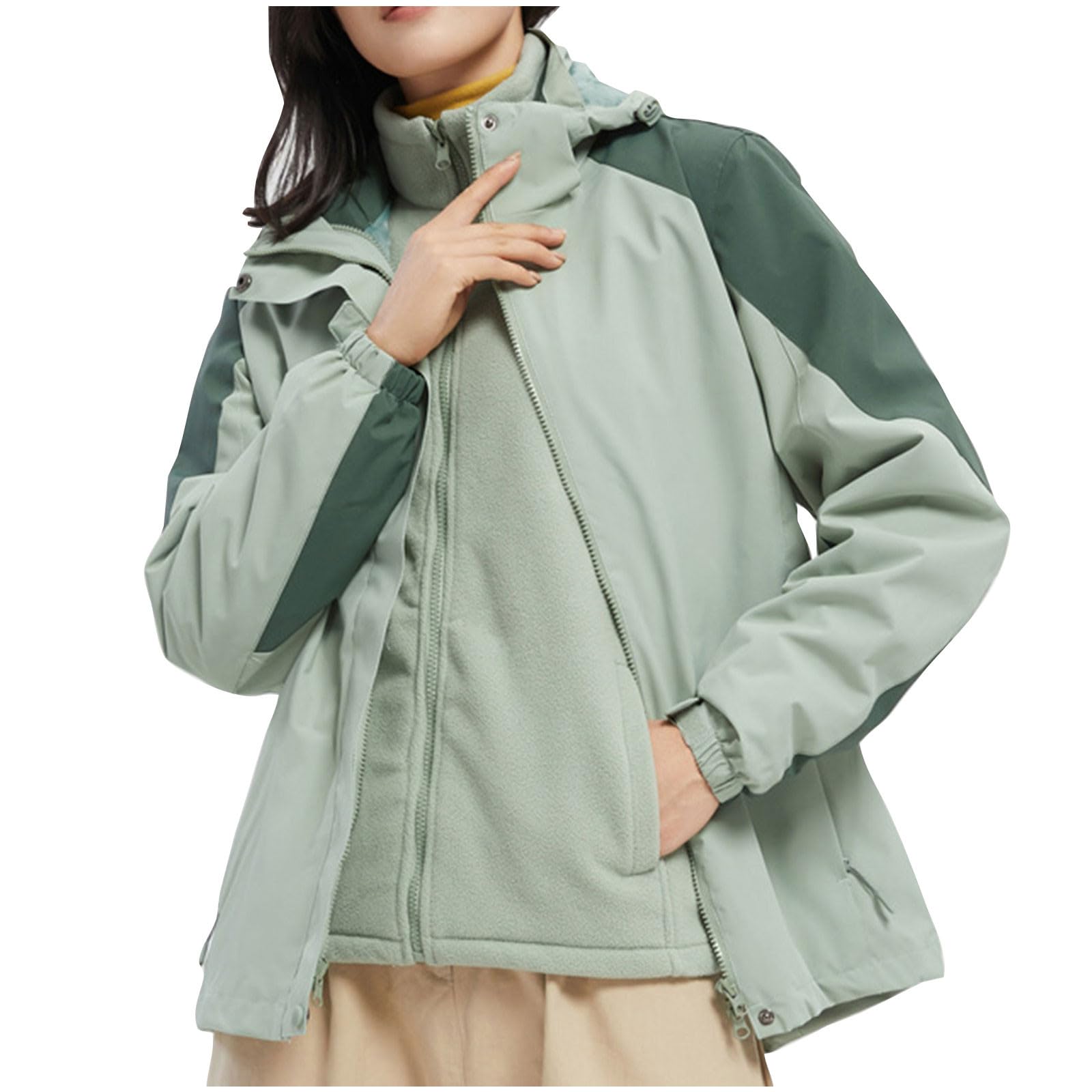 Donna Giacca a Vento con Cappuccio Cappotto Foderato in Pile Giacche Rinforzato Giubbino Invernale Impermeabile Giubbotto Caldo Piumino Antivento Jacket Riutilizzabili Trench per All'Aria Aperta