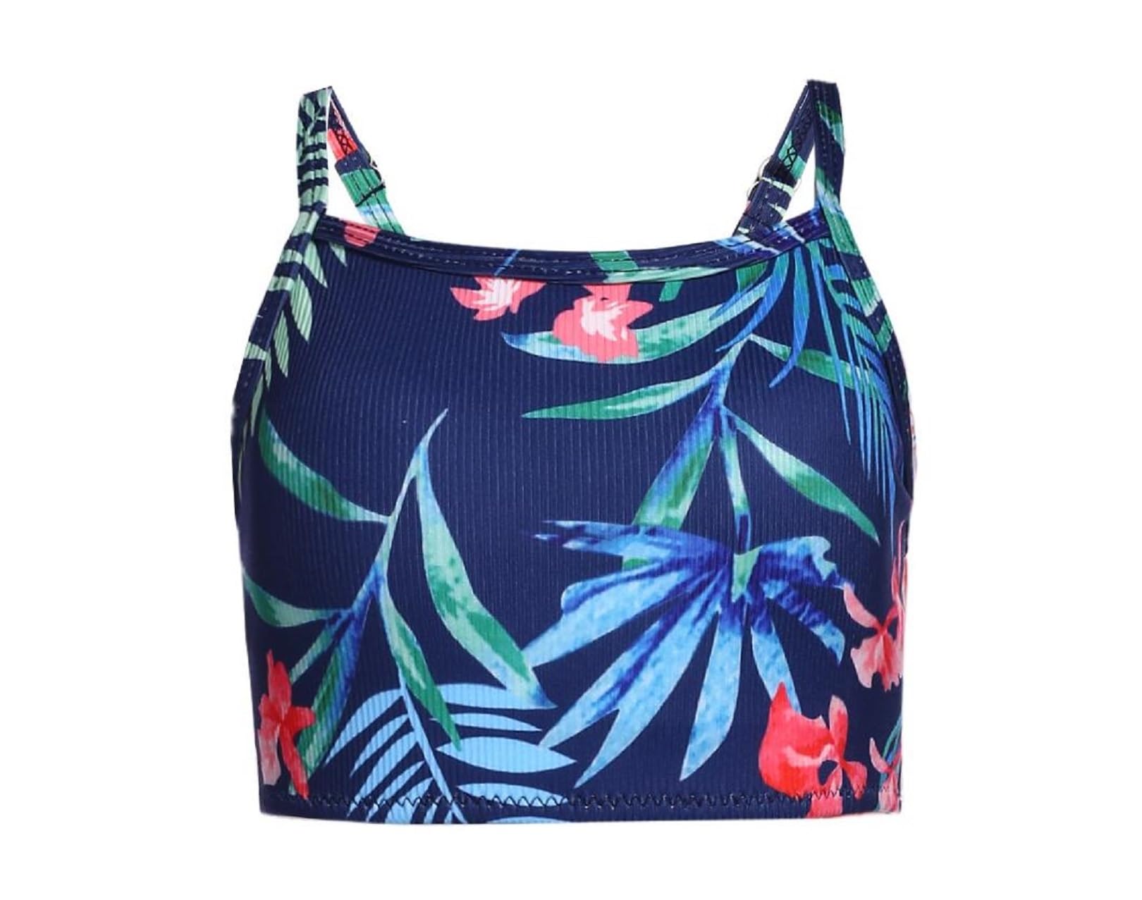 Arshiner Filles Bikini Set 3 Pièces Maillots de Bain d'Été Enfants Trois Pièces Tankini avec Jupe Imprimé Fleur Maillots de Bain pour Filles 5-14 Ans