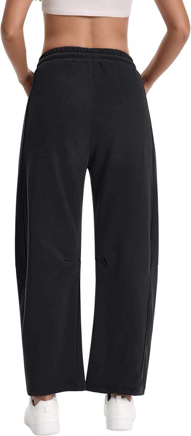 Auriviz Womens Barrel Sweatpants Drawstring High Waisted Wide Leg Pants Baggy Casual Workout Sweat Pants Pockets 28‘’ Inseam - Image 4