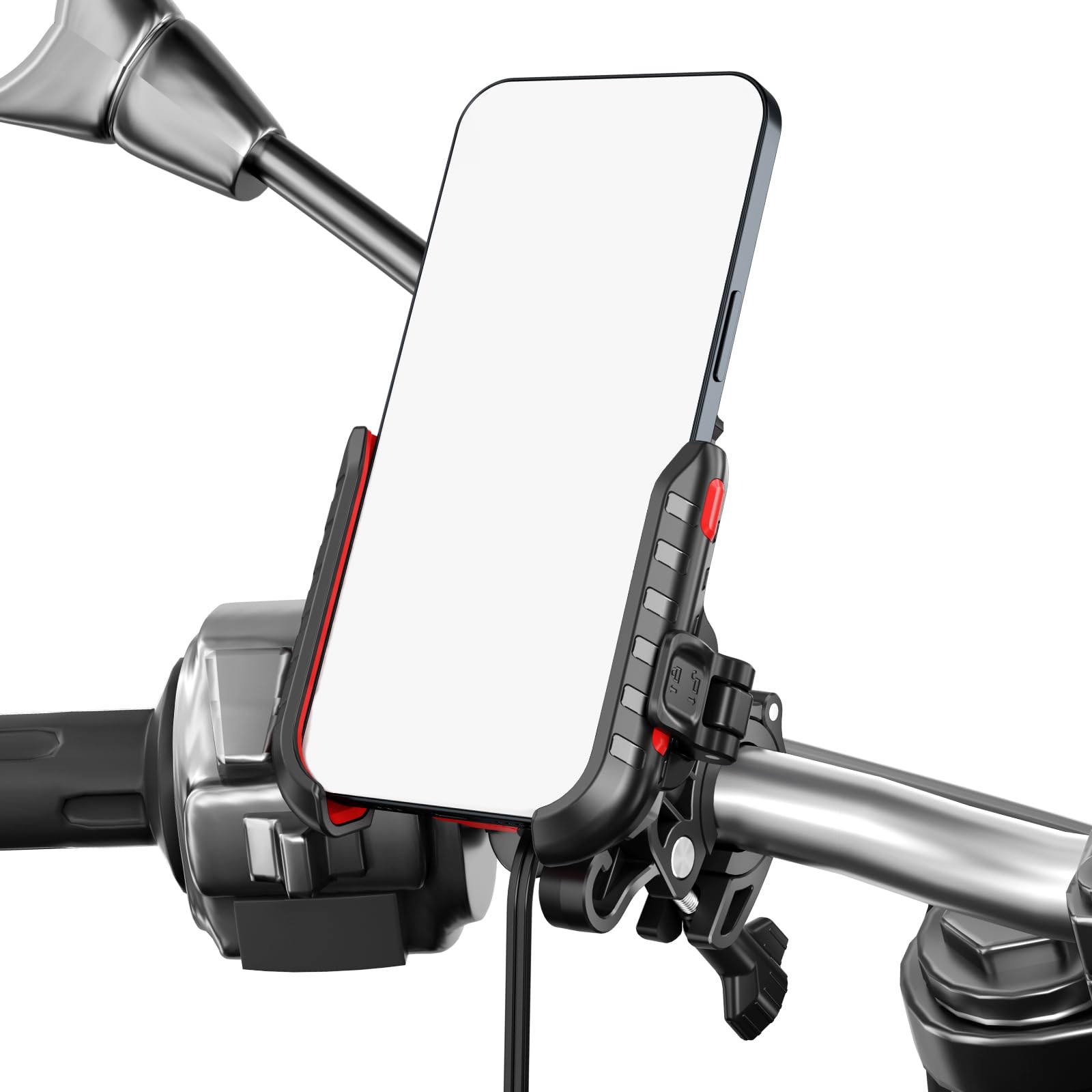 Staffa supporto per supporto smartphone universale antiurto per motocicli dotata sistemi avanzati controllo della temperatura, supporto raffreddamento a semiconduttore