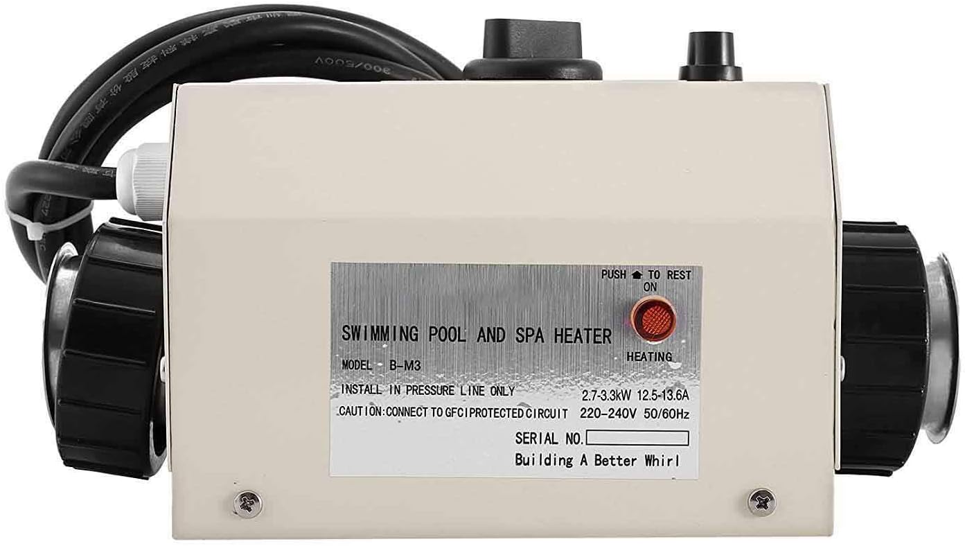 Happybuy Water Heater fit for Thermostat 3KW 220V Electric Water Heater fit for Thermostat for Max 528 Mini Gallon Swimming Pool and SPA Swimming Pool fit for Thermostat Automated 48mm Interface : Patio, Lawn & Garden