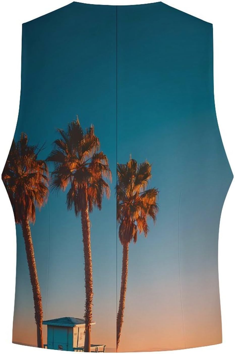Palm Tree And Cottage Men's Suit Vest Formal Vests Casual Dress Fit Waistcoat Casual Tuxedo for Business
