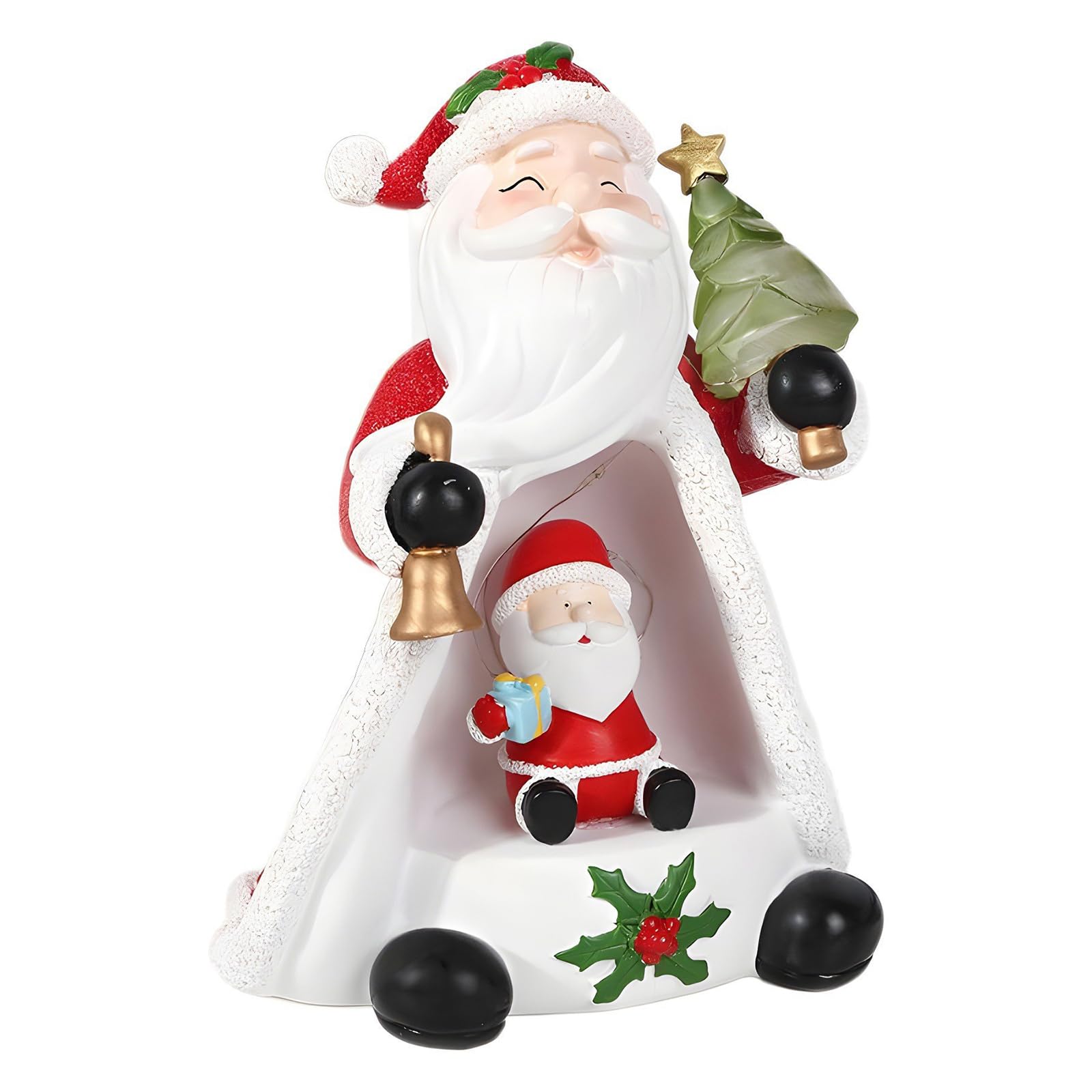 Figura decorativa de resina con luces LED de Papá Noel, muñecos de nieve, árboles de Navidad, para decoración del hogar