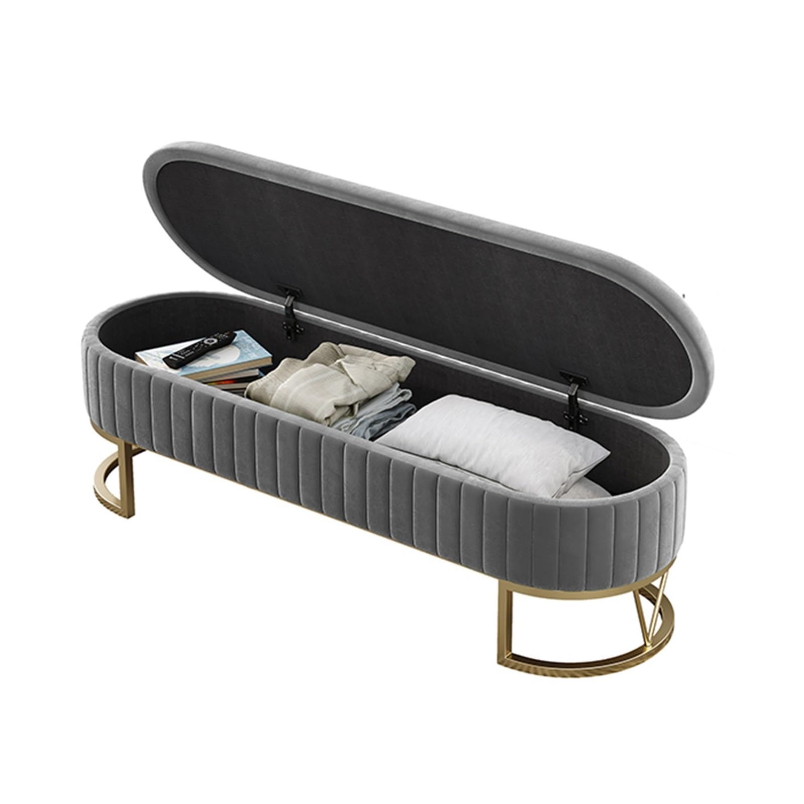 Banc de rangement ottoman coffre de salon multifonctionnel avec assise