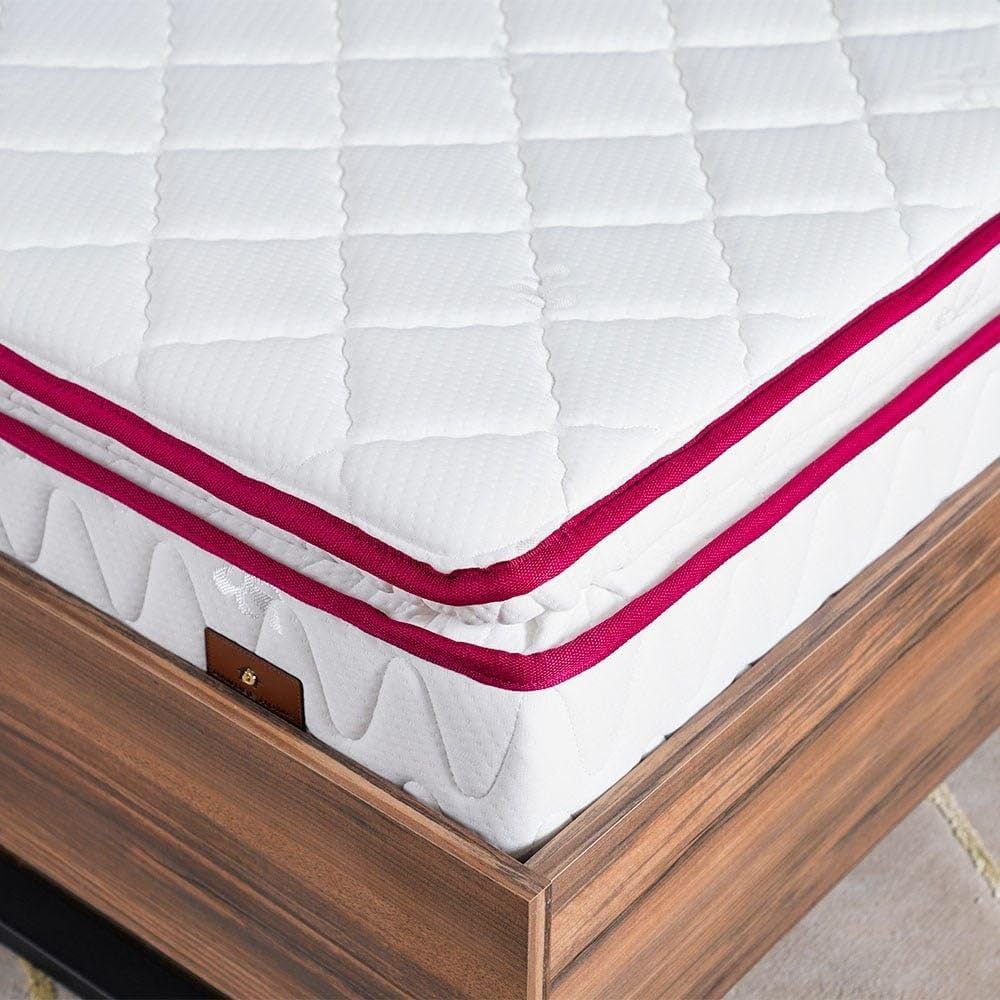 Cozy Pillow Top Foam Mattress | Firm Feel | King Mattress | Ortho Medical | Spine Balance For Pressure Relief | L200Xw180Cm | 23Cm Thickness - White/Red