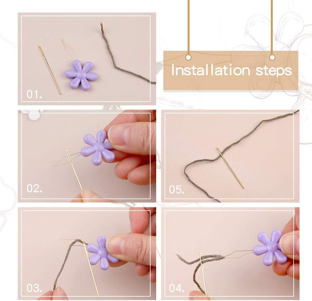 Cross Floss Stitch Thread, Embroidery Cross Floss, Embroidery Thread Floss Set Including Plastic Floss Bobbins, Needle Threader, Hand Sewing Needle for Embroidery