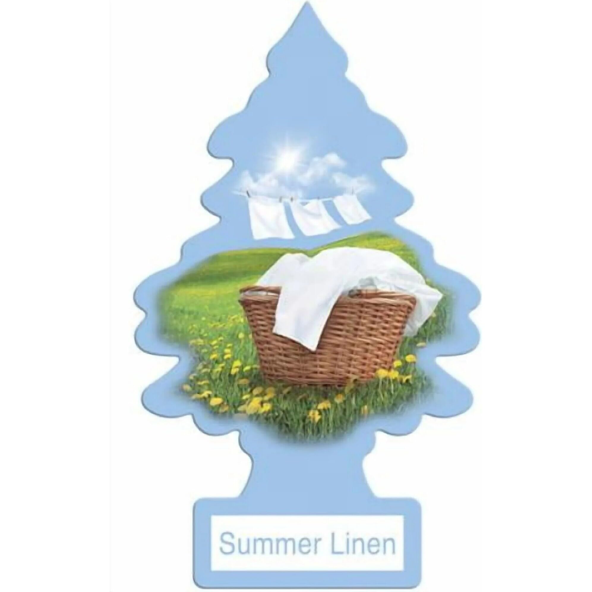 Little Trees Cardboard Hanging Car, Home & Office Air Freshener, Summer Linen (Pack of 12)