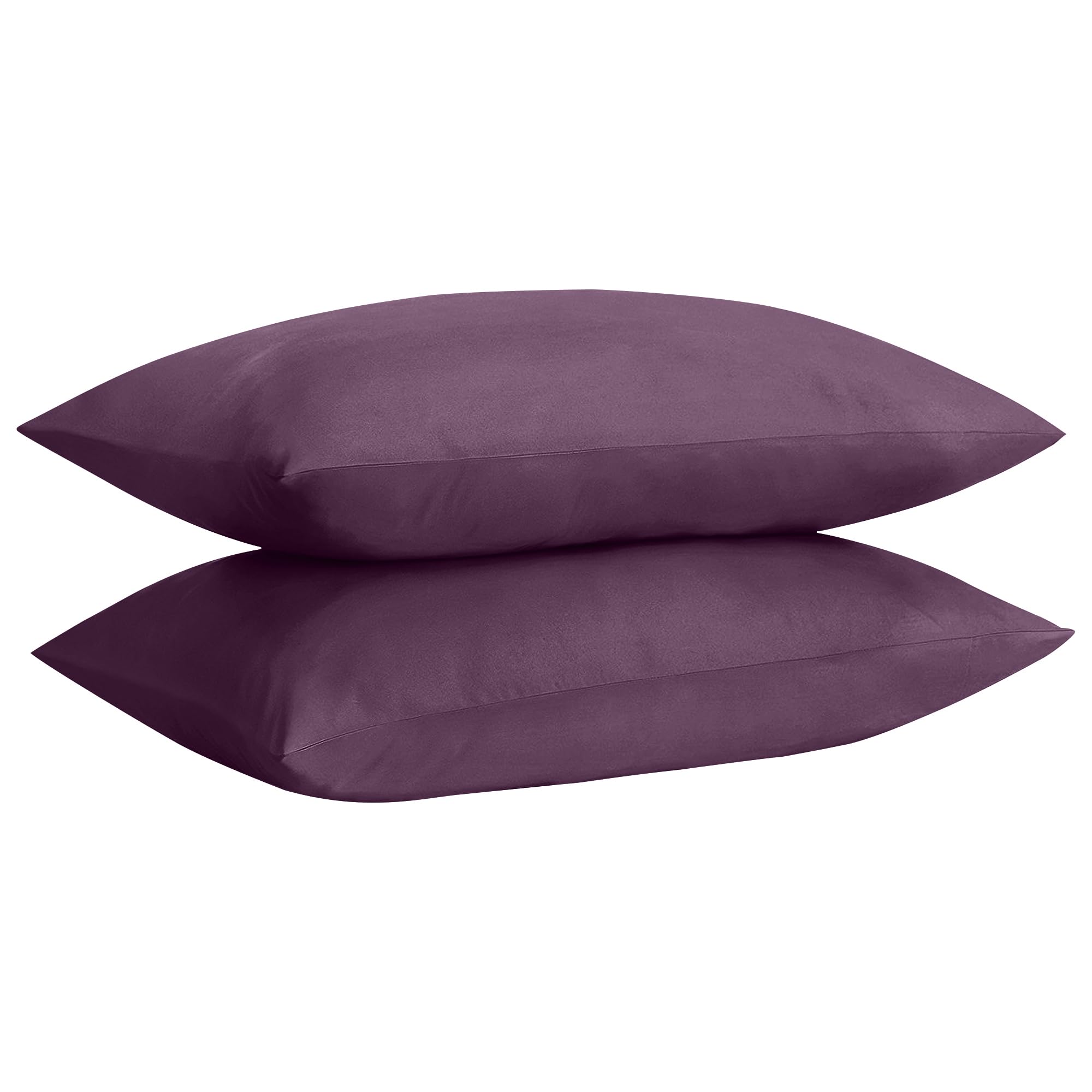 HOME ACE Non Iron Percale Standard Pillowcases 2 Pack Plum, 180 Thread Count 100% Poly Cotton Housewife Pillow Cases 50 x 75CM