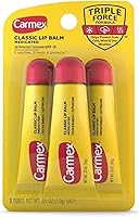 Carmex Classic Lip Balm Pack of 3 Tubes - Cooling Moisturizing Relief for Dry Chapped Lips, 0.35 oz, Made in USA