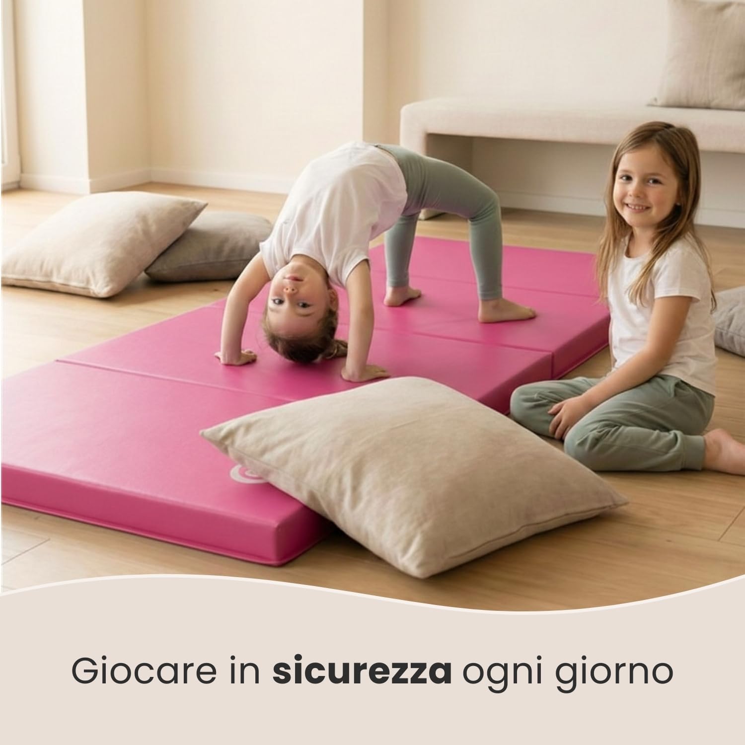 eyepower Tappetino Ginnastica Pieghevole 180x60x5 cm - Materassino Ginnico Spesso - Tappeto per Attività Artistica da Casa - Superficie per Acrobatica Yoga Sport - Tappetini Antiurto per Bambini
