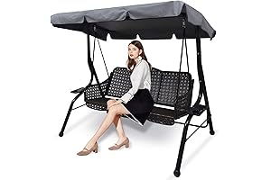 3 Seater Porch Swing Seat Canopy Cover for Outdoor Patio Garden Swing...