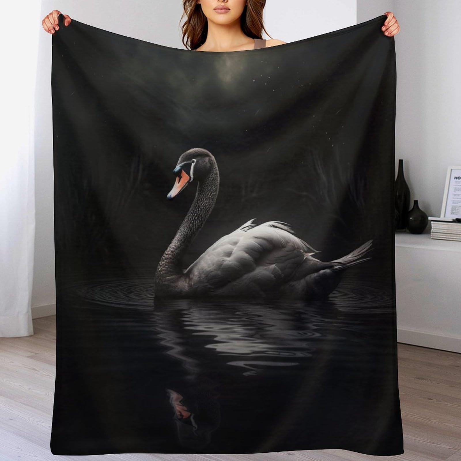 Couverture polaire cygne haut de gamme en flanelle moelleuse 180×200cm