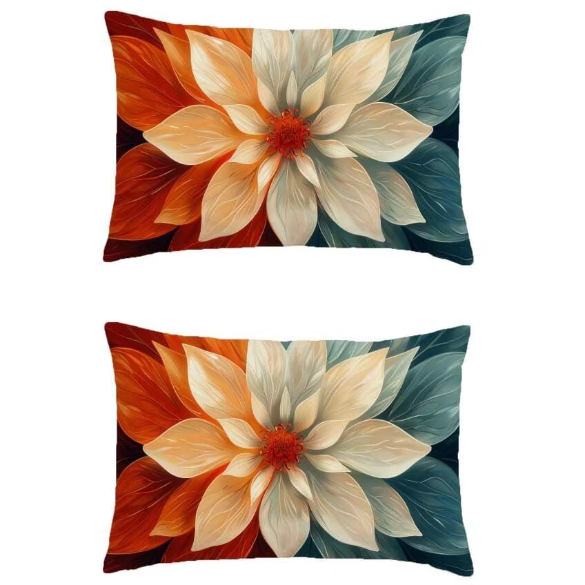 Housse de coussin 80x100cm rectangulaire lin imperméable orange brûlée de luxe