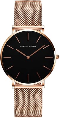 HANNAH MARTIN Womens Watches Gold Business Dress Diamond Ladies Watch for Female Casual Analog Stainless Steel Two Tone Wrist Watch Gold and Balck